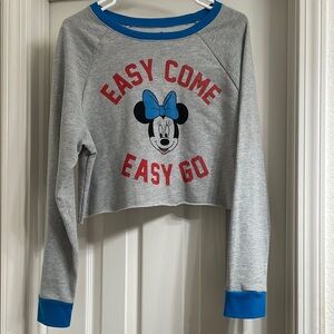 Disney Gray and Blue Minnie Mouse Sweatshirt